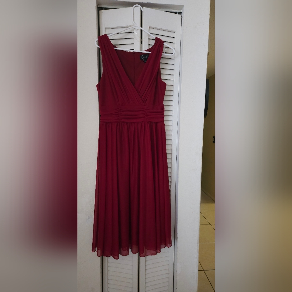 Connected Apparel Red Pleated Maxi Gown for Weddings